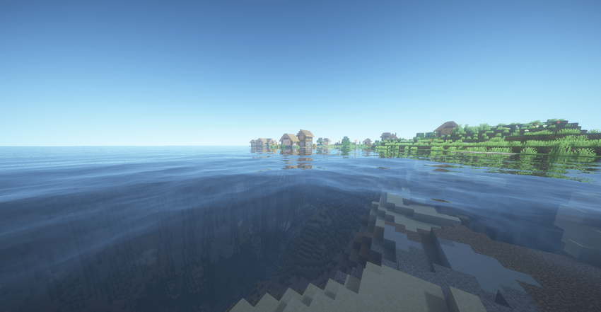 Глубокий кратер под водой рядом с прибрежной деревней screenshot 1