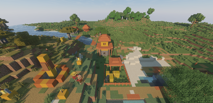 Корабль и шахта рядом с небольшой деревней screenshot 2