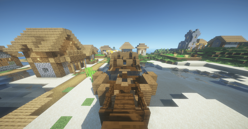 Деревня на берегу с кораблём и порталом screenshot 2
