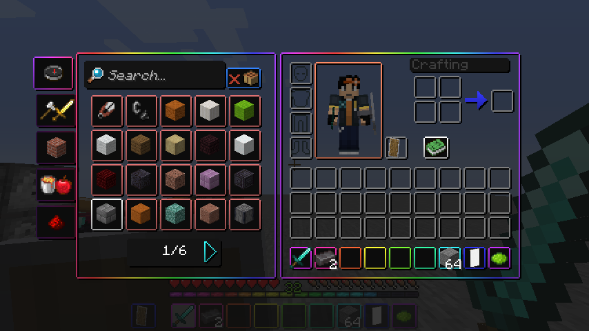 Animated RGB XP Bar + Hotbar + Inventory GUI for MC Bedrock