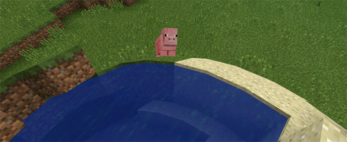 Свинья на блоках с шейдерами Animal Crossing
