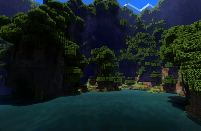 Озеро Minecraft с шейдерами EVO