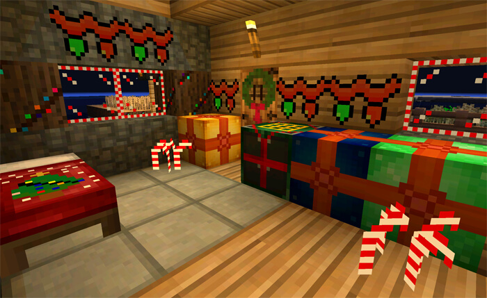 Комната в новогоднем стиле с шейдерами Fletchercraft Christmas