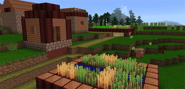 Деревня в Minecraft с текстурами Flourish PE