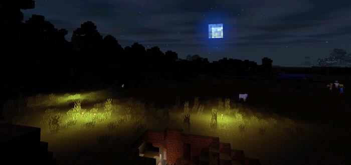 Ночь в Minecraft с шейдерами GLSL Ultra