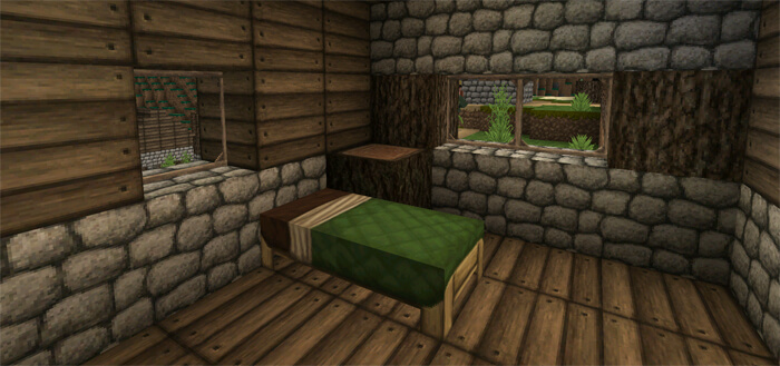 Кровать в доме с текстур-паком Ovos Rustic Redemption