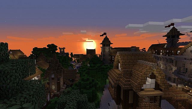 Вид на город с текстур-паком Persistence Minecraft