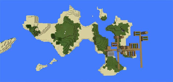 Вид сверху на остров в Minecraft