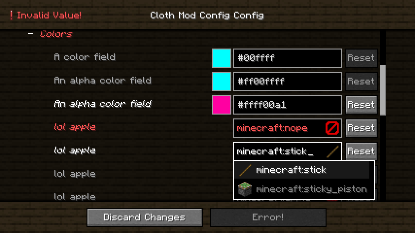 Cloth Config API screenshot 2