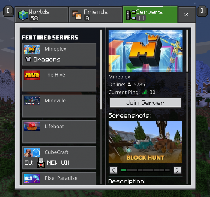 Where to join existing Minecraft servers on Pocket Edition