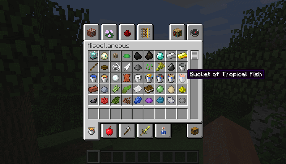 Bucket with tropical fish Minecraft 1.13.1