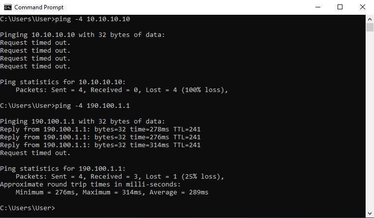 Ping test in CMD