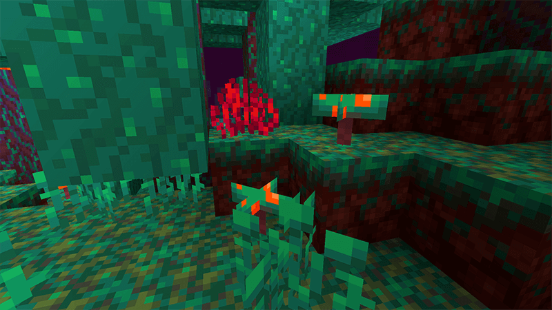 Crimson and Warped Roots in Minecraft 1.16