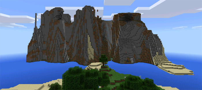 Вид на горный пейзаж Minecraft PE