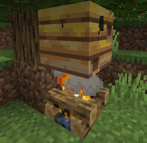 Дым под пчелиным гнездом в Minecraft 1.15