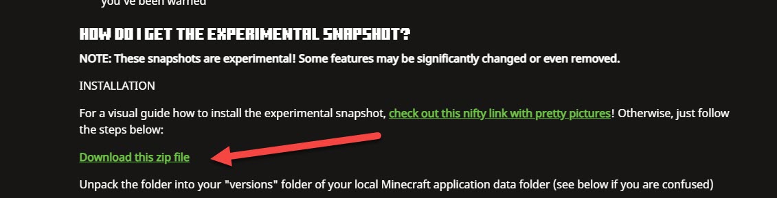  Example of a download link from Minecraft.net