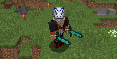 Персонаж с двумя мечами Minecraft