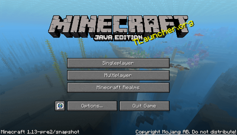 Главное меню в Minecraft 1.13