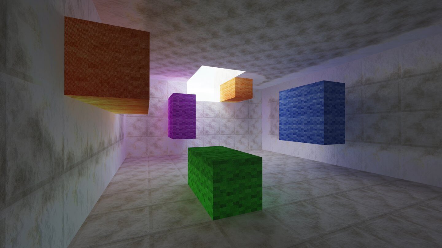 Real time raytracing in Minecraft! Available with SEUS shaders (unreleased;  for access donate to creator's Patreon) for Java 1.12.2 and requires only  optifine. Works well on GTX cards, even the 1050ti can