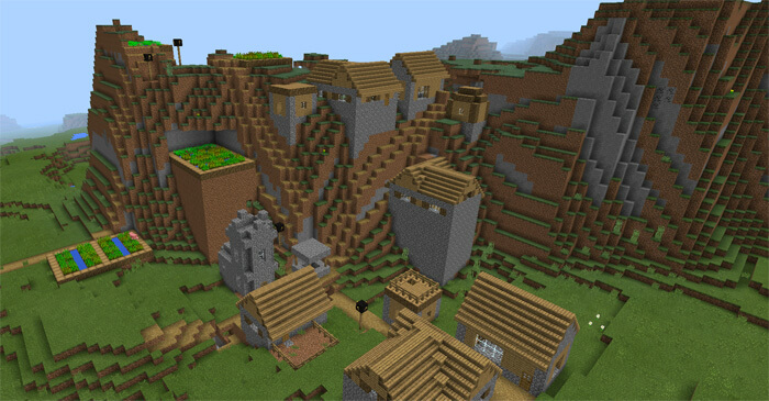 Деревня на горе Minecraft PE