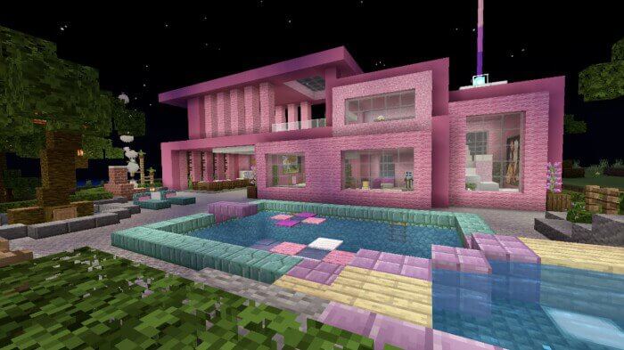 Pink Mansion  Minecraft houses, Cute minecraft houses, Minecraft