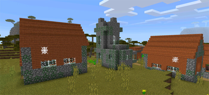 Несколько домов в деревне Minecraft PE