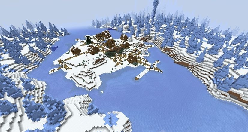 Замерзшая деревня в ледяном биоме screenshot 1