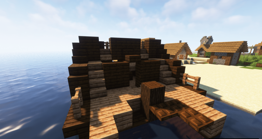 Большая прибрежная деревня рядом с кораблем screenshot 2