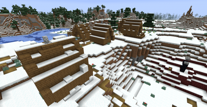 Снежная деревня рядом с огромным замерзшим озером screenshot 3