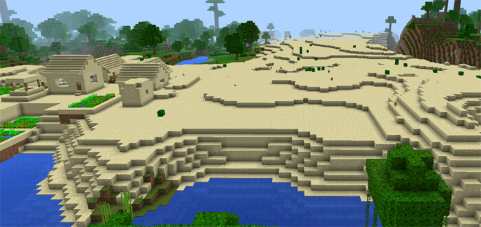 Земли рядом с деревней Minecraft PE