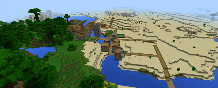 Деревня рядом с пустыней Minecraft PE