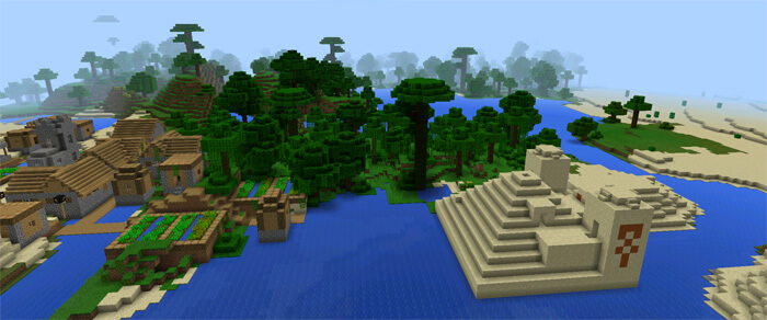 Храм рядом с деревней Minecraft PE