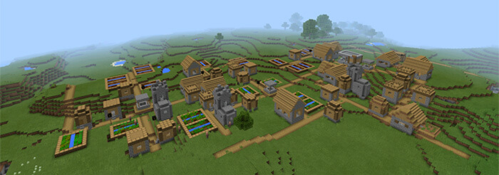 Несколько деревень вместе Minecraft PE