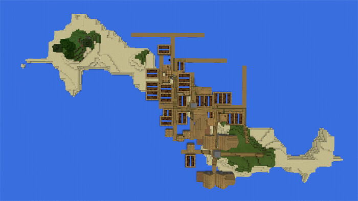 Вид сверху на острова Minecraft PE