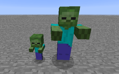 Little zombie with an adult in Minecraft 1.6.2